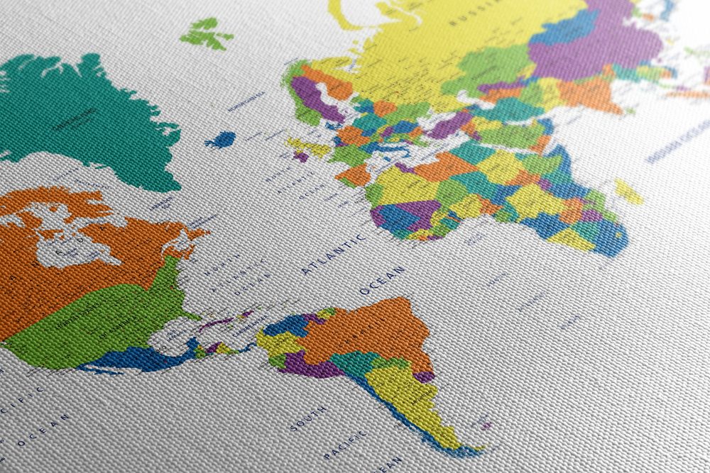 E-shop Obraz farebná mapa sveta na bielom pozadí