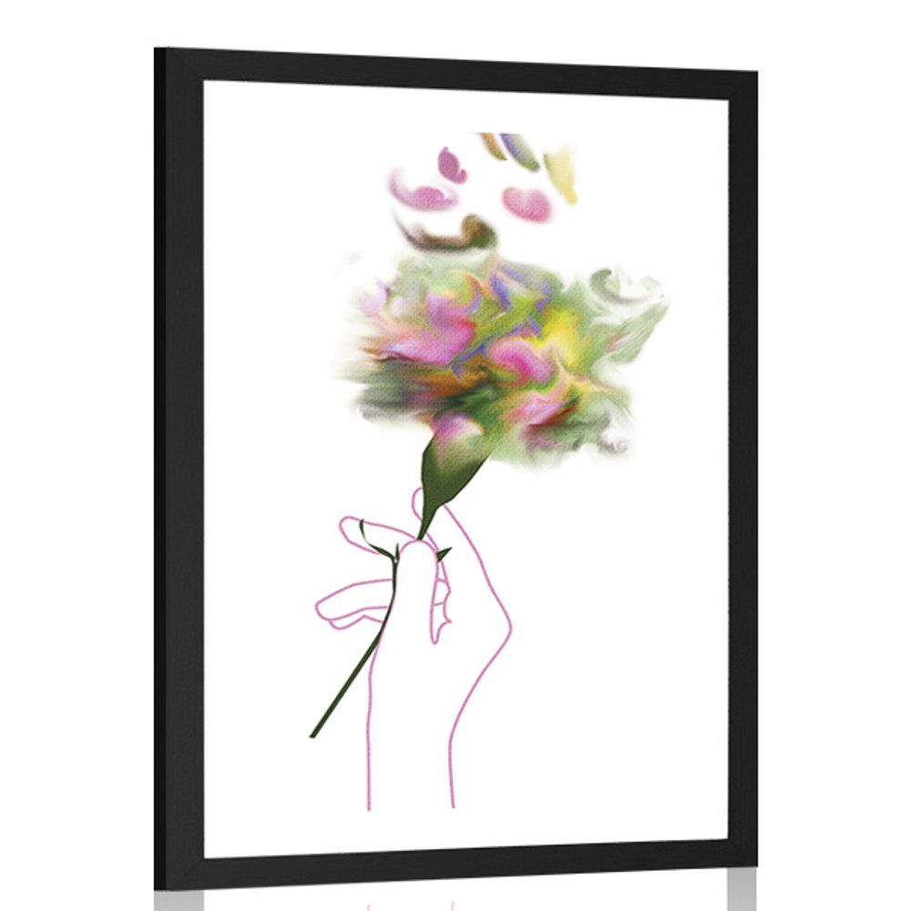 Plakát s paspartou nádherný malovaný květ
