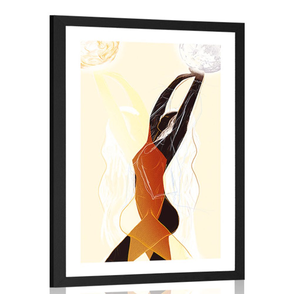 Plakát s paspartou bohémský život ženy