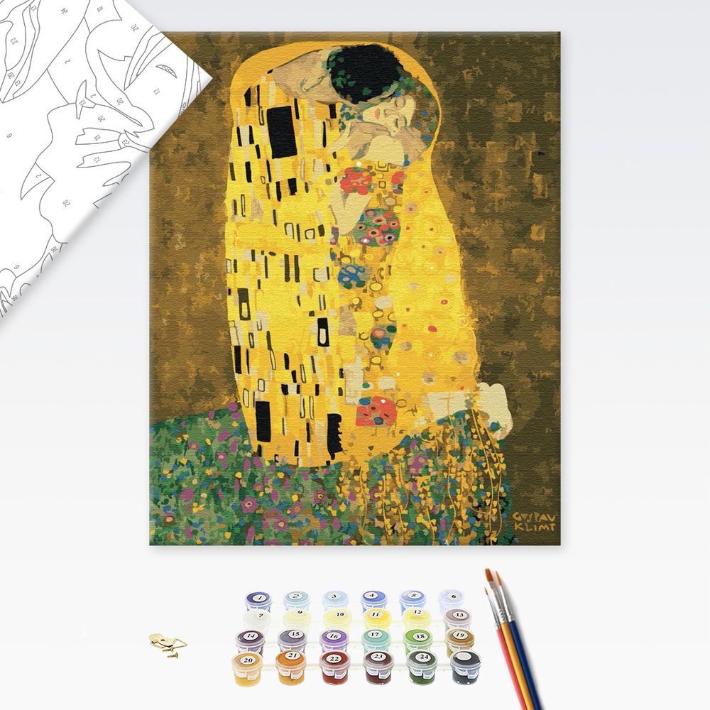 Maľovanie podľa čísiel inšpirácia G. Klimt - Bozk