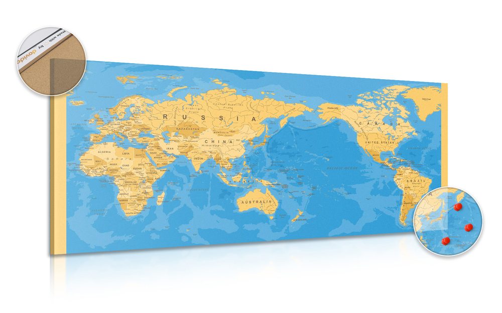 Obraz na korku mapa sveta v zaujímavom prevedení - 100x50  flags