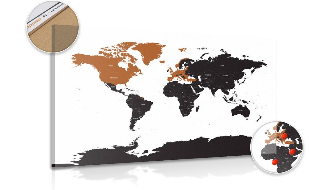 Obraz na korku moderní mapa s kontrastem