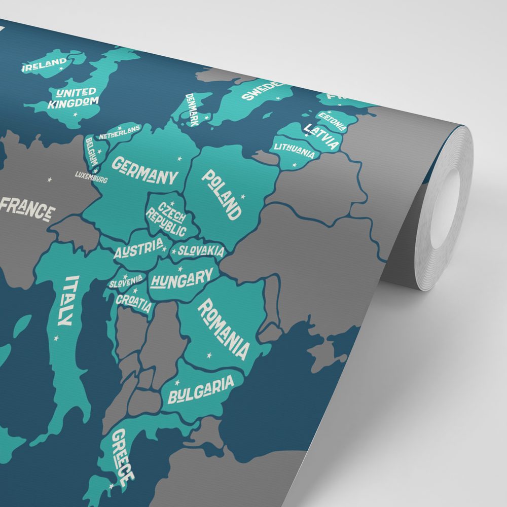 E-shop Tapeta náučná mapa s názvami krajín EÚ