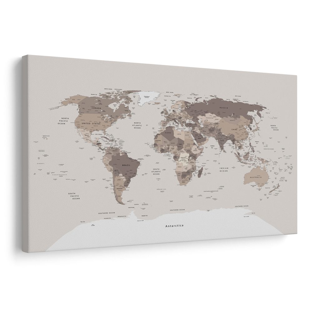 Obraz na korku mapa sveta v béžovom prevedení