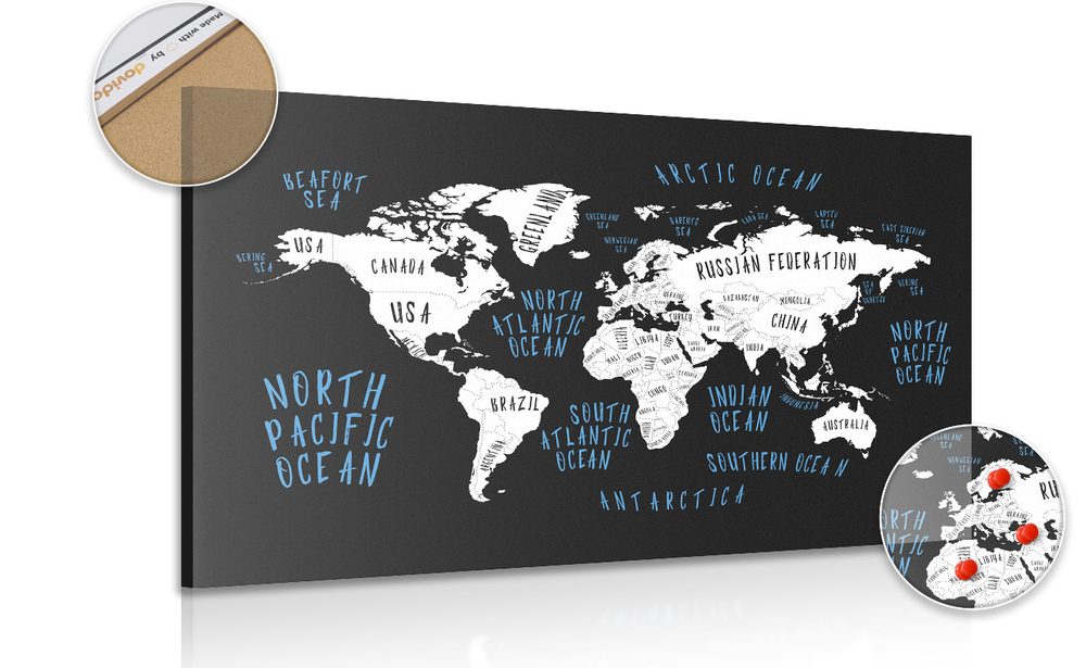 Obraz na korku mapa sveta v modernom prevedení