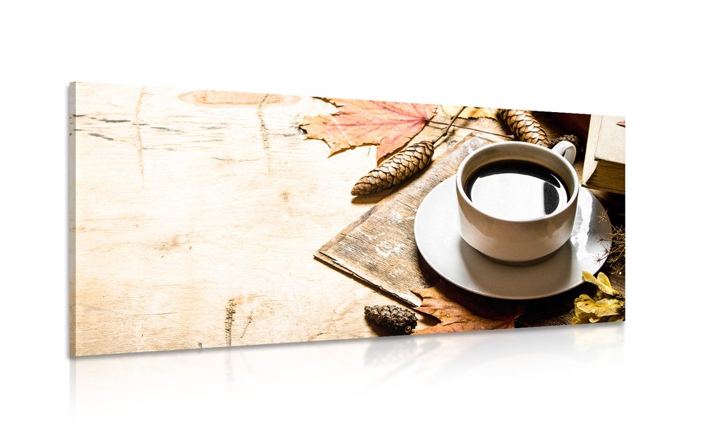 Obraz šálka kávy v jesennom nádychu