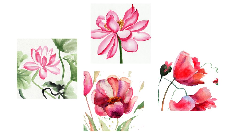 E-shop Set obrazov akvarelové kvety