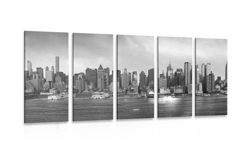 5-dielny obraz jedinečný New York v čiernobielom prevedení