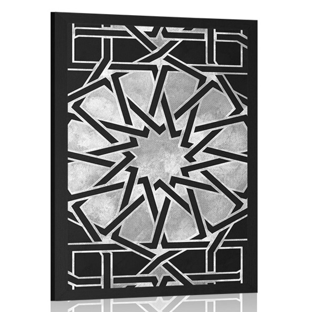 Plakát orientální mozaika v černobílém