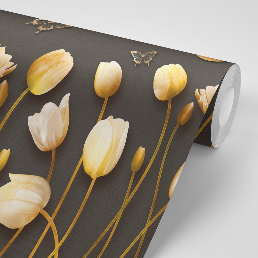 E-shop Tapeta tulipány so zlatým motívom