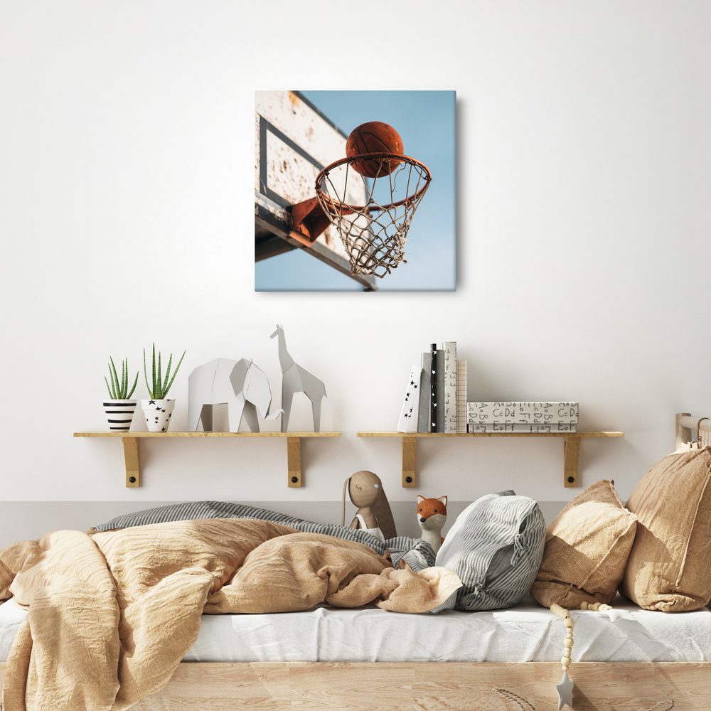 Obraz lopta padajúca do basketbalového koša