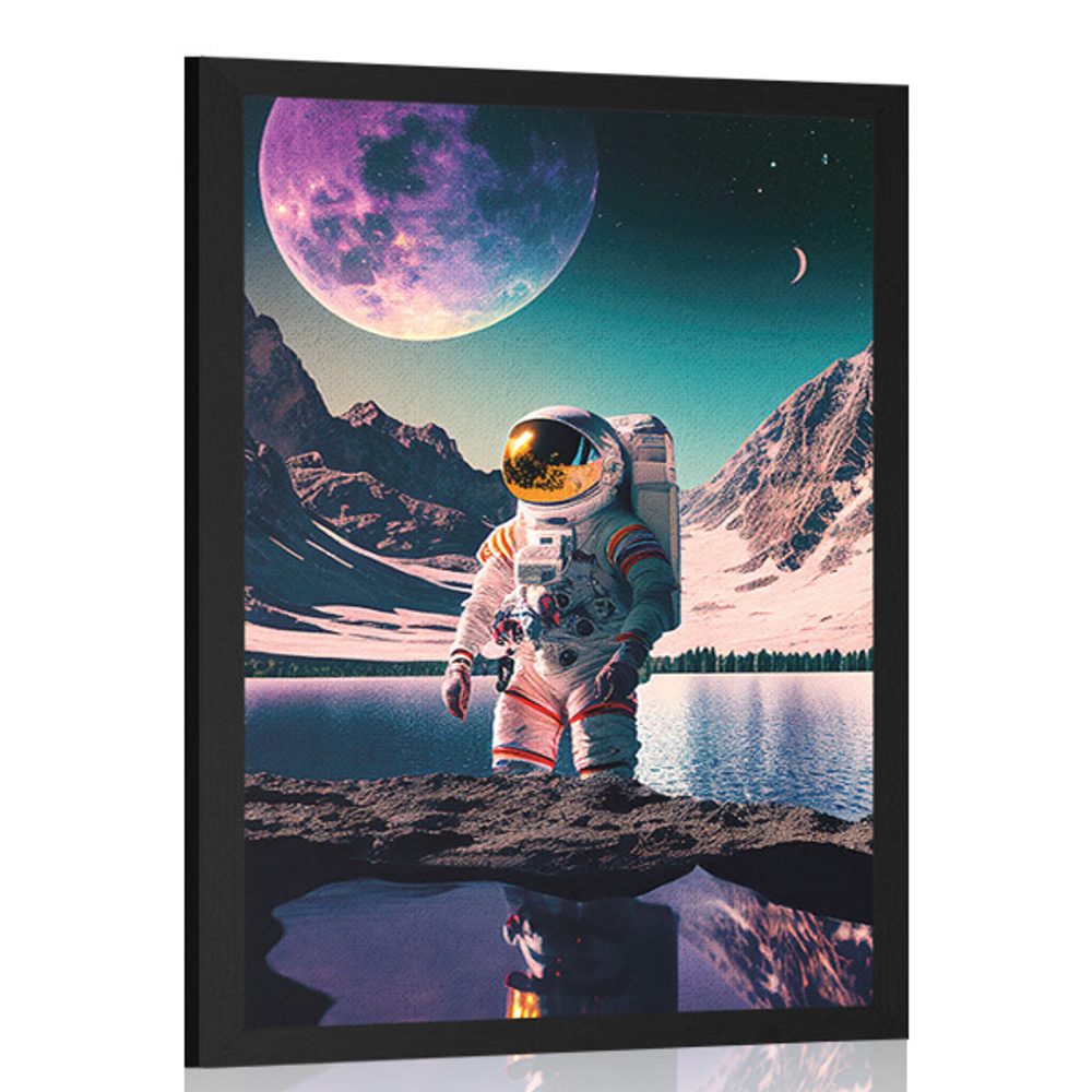 Plakát astronaut na povrchu neznámé planety