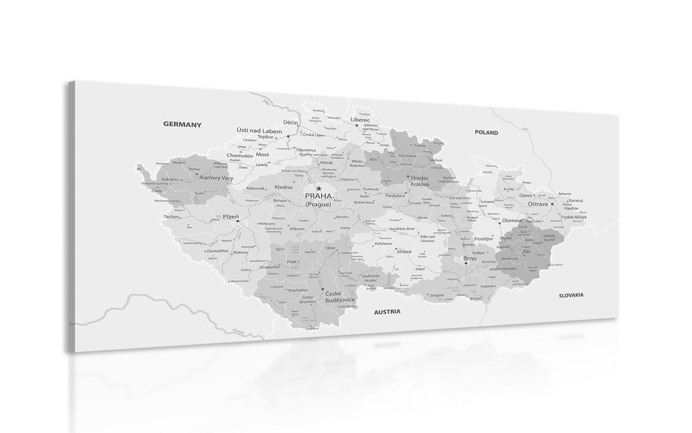 Obraz elegantná šedá mapa Česka