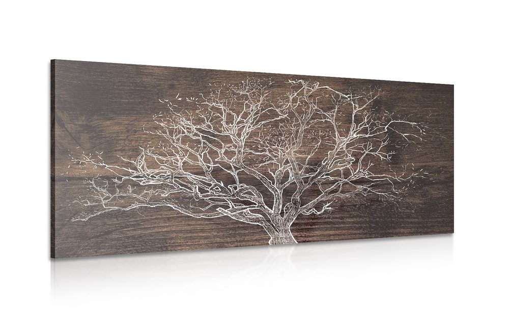 Obraz strom na drevenom podklade - 120x60