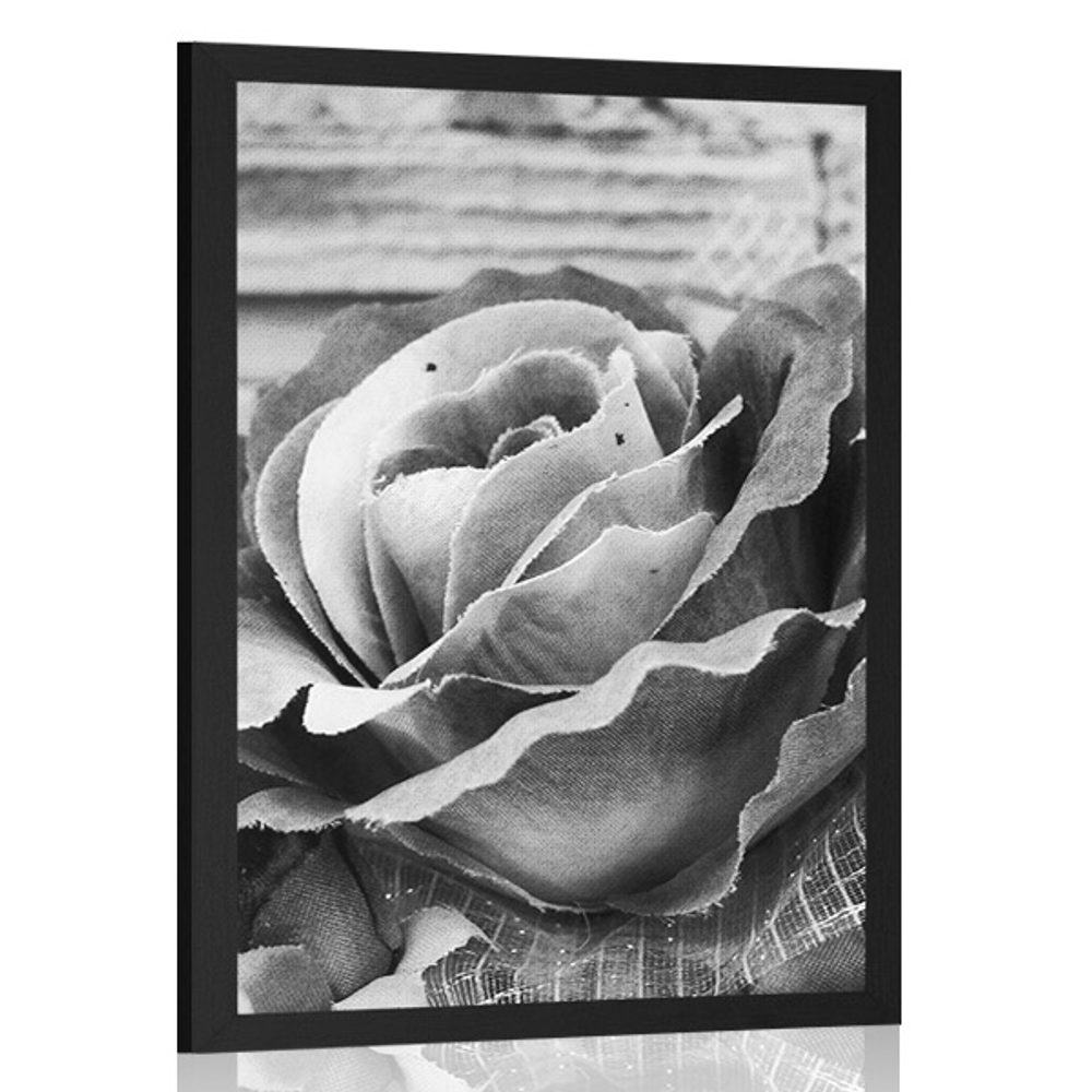 Plagát elegantná vintage ruža v čiernobielom prevedení - 20x30 silver
