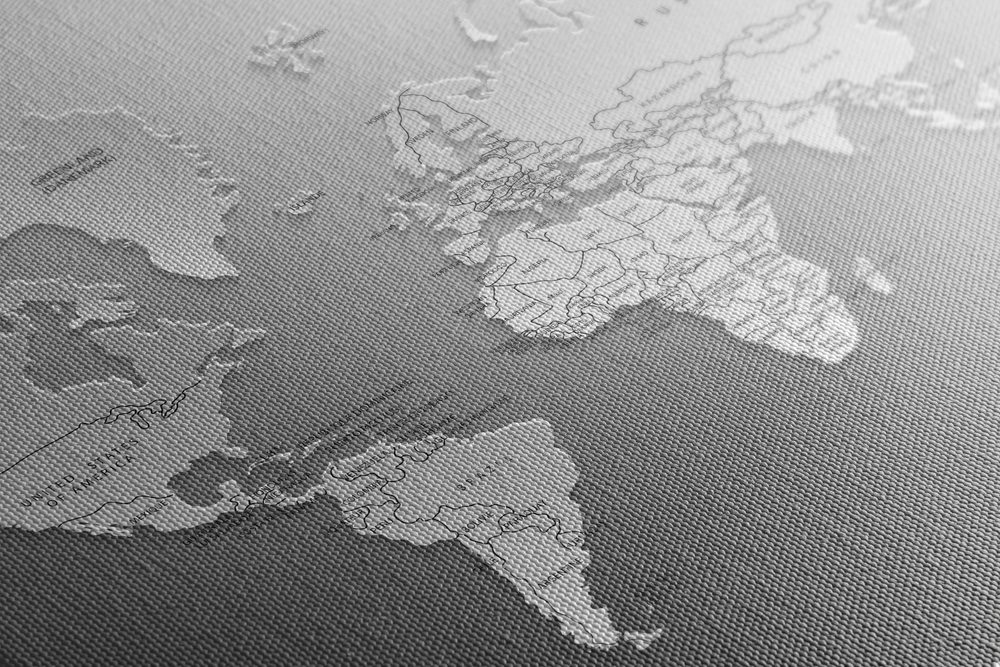 E-shop Obraz čiernobiela mapa sveta v originálnom prevedení