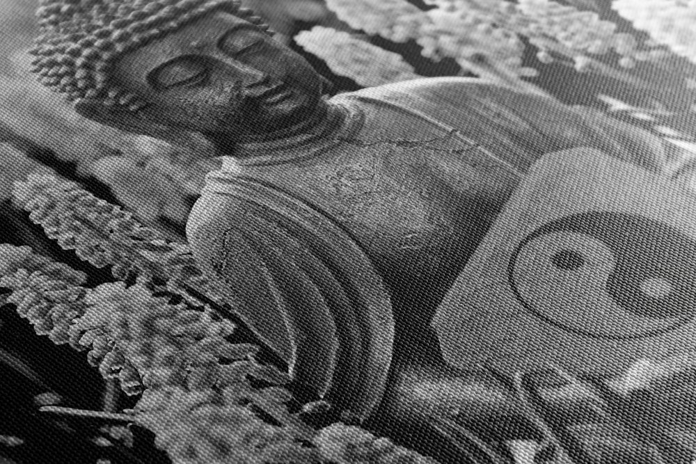 E-shop Obraz jin a jang Budha v čiernobielom prevedení