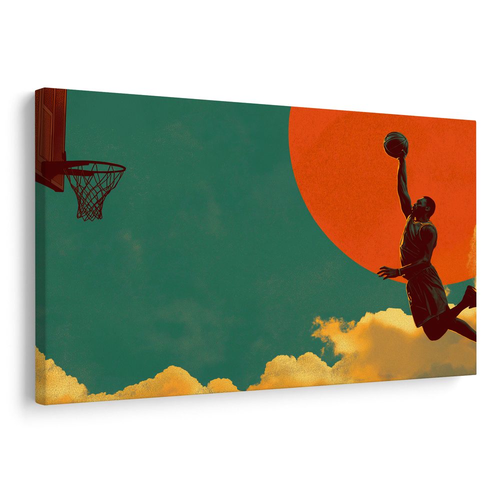 Obraz basketbalový skok pod slnkom