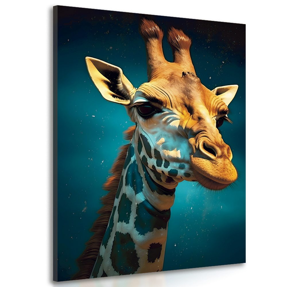 Obraz modro-zlatá žirafa - 60x90