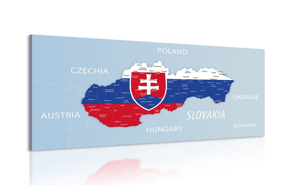 Obraz mapa Slovenska se státním znakem a okolními státy