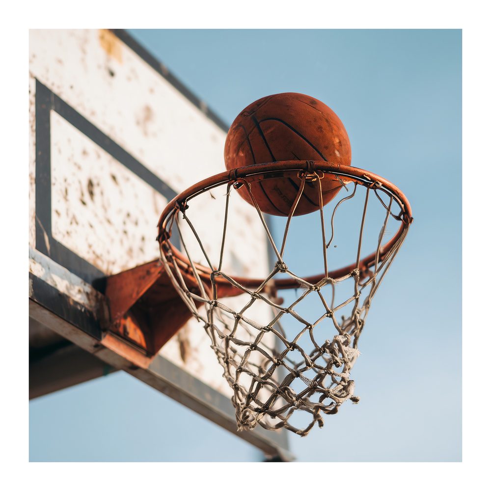 Obraz lopta padajúca do basketbalového koša