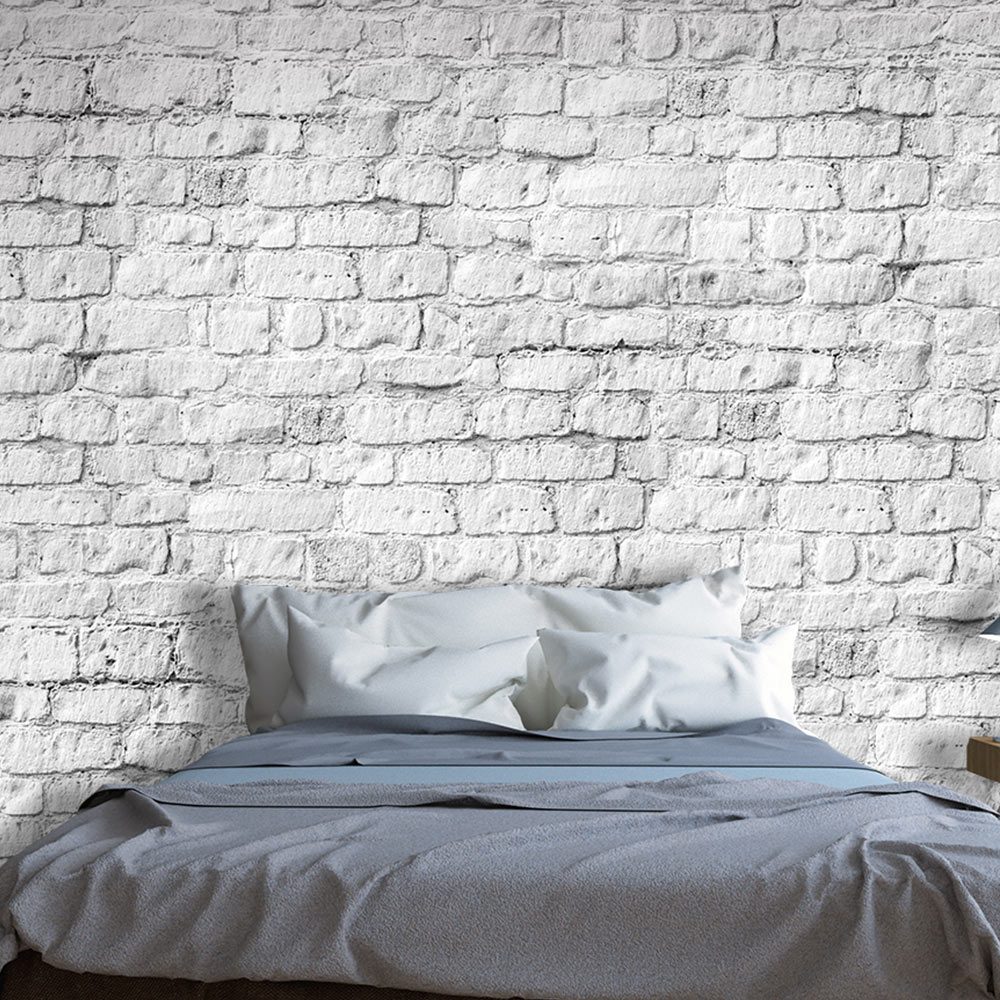 Levně Fototapeta bílá cihlová stěna - White brick
