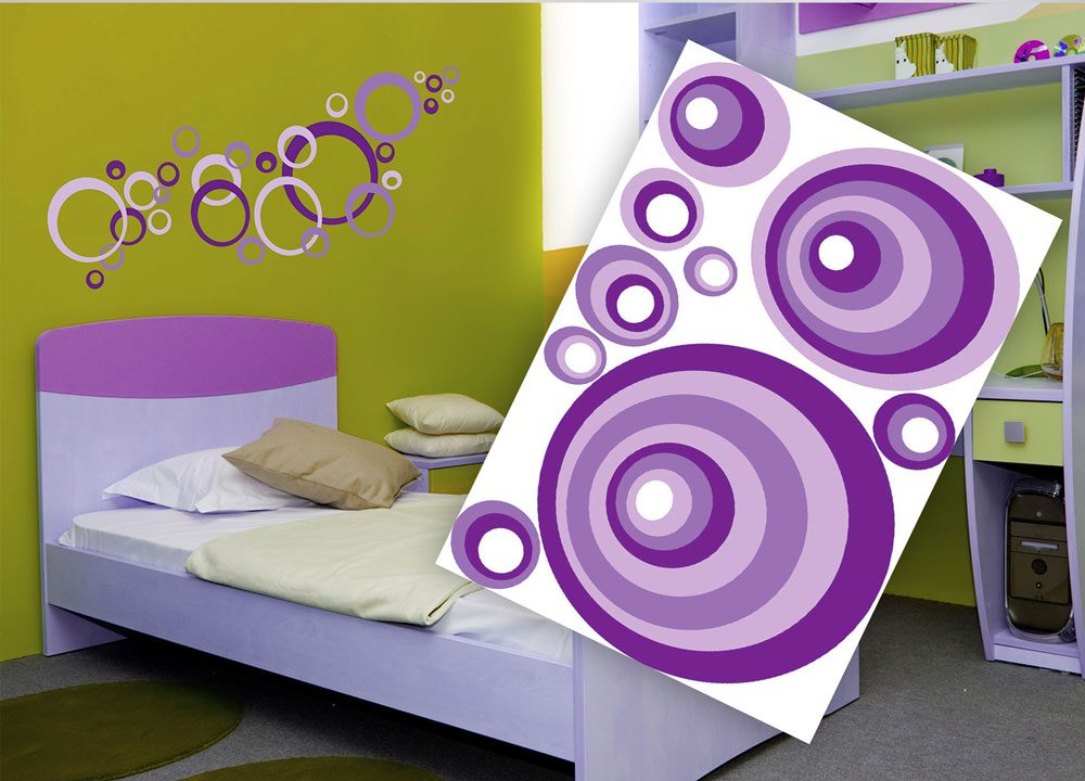 Dekoračné nálepky na stenu fialové kruhy