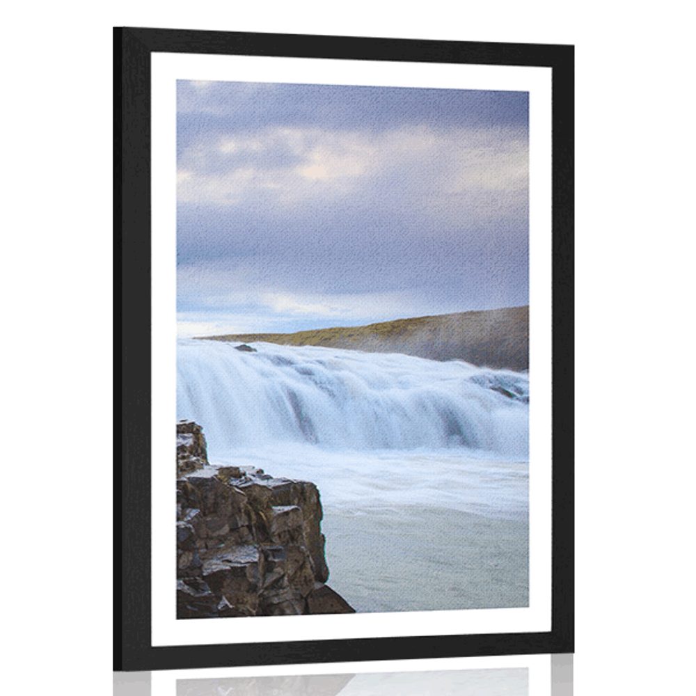Plakát na paspartu islandské vodopády