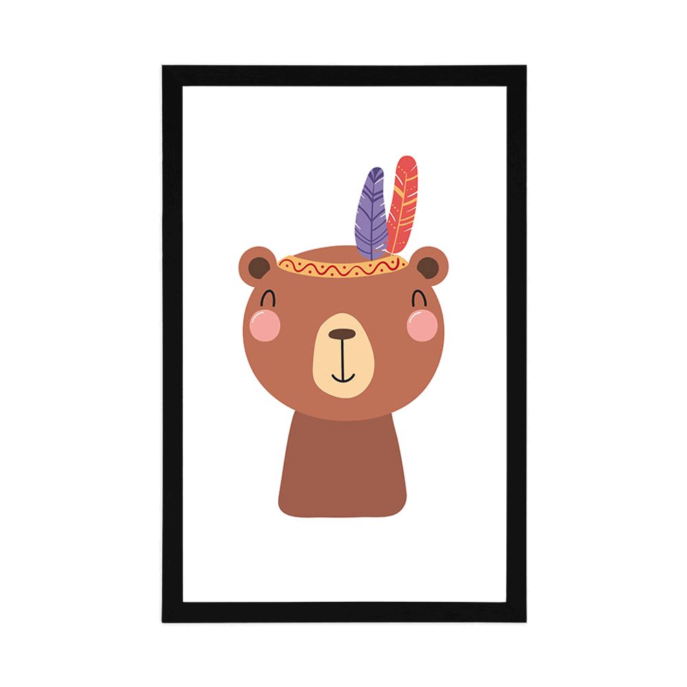 E-shop Plagát s paspartou roztomilý medvedík s pierkami