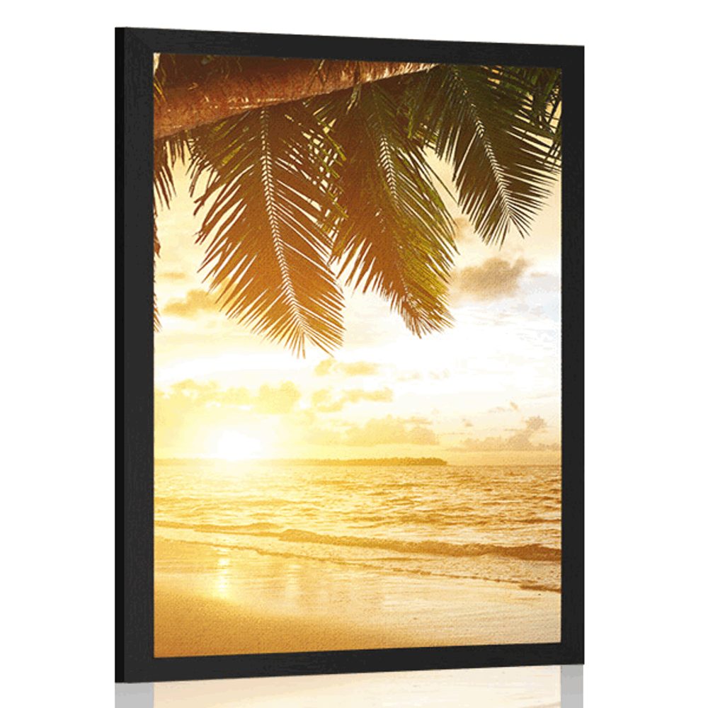 Plakát východ slunce na karibské pláži