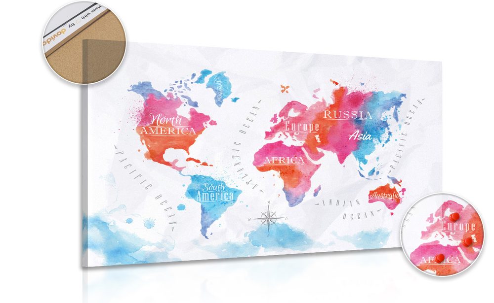 Obraz na korku akvarelová mapa světa