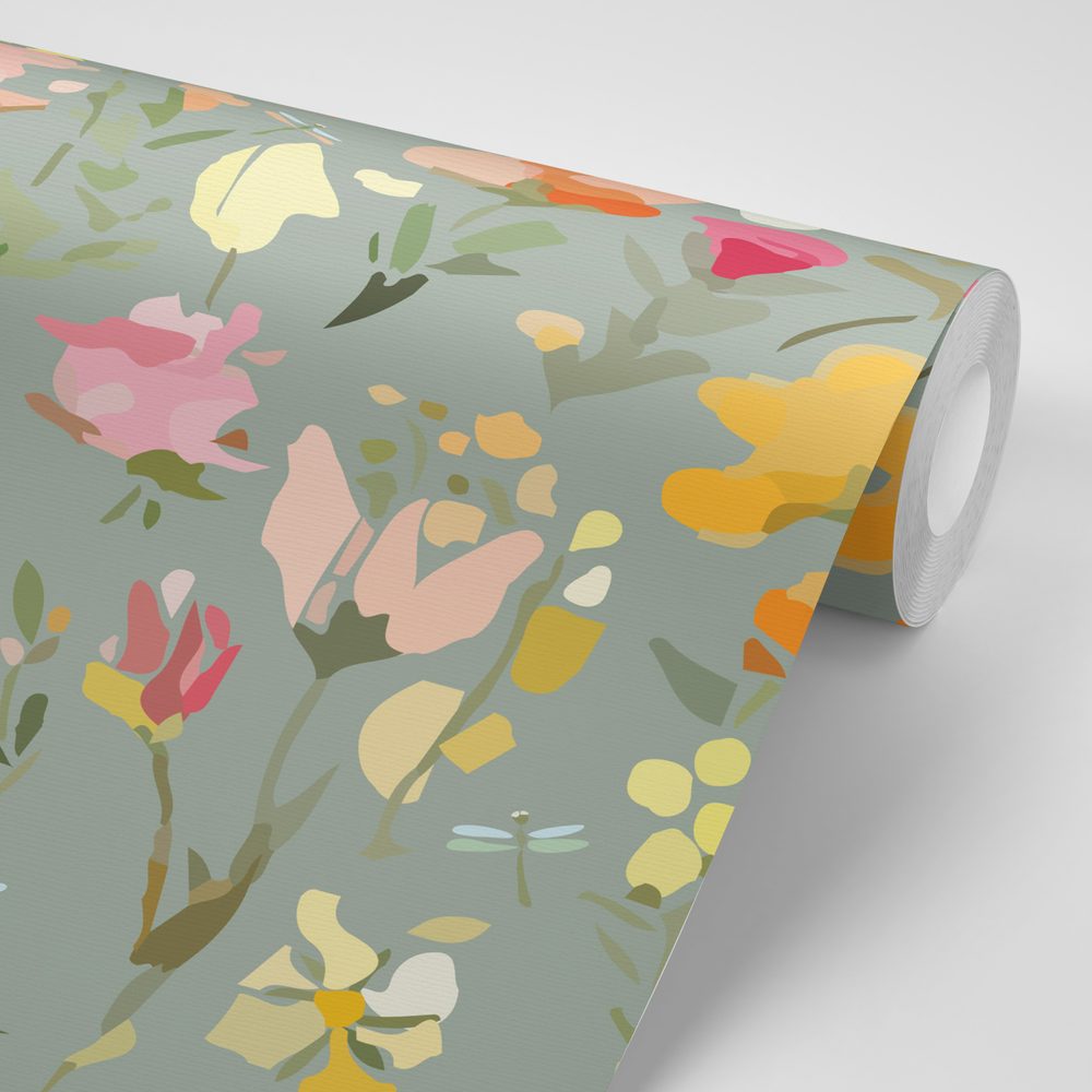 E-shop Samolepiaca tapeta abstraktné namaľované kvety