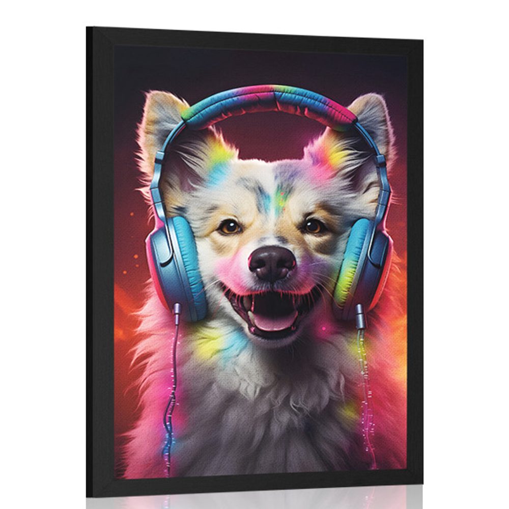 Plakát pes se sluchátky