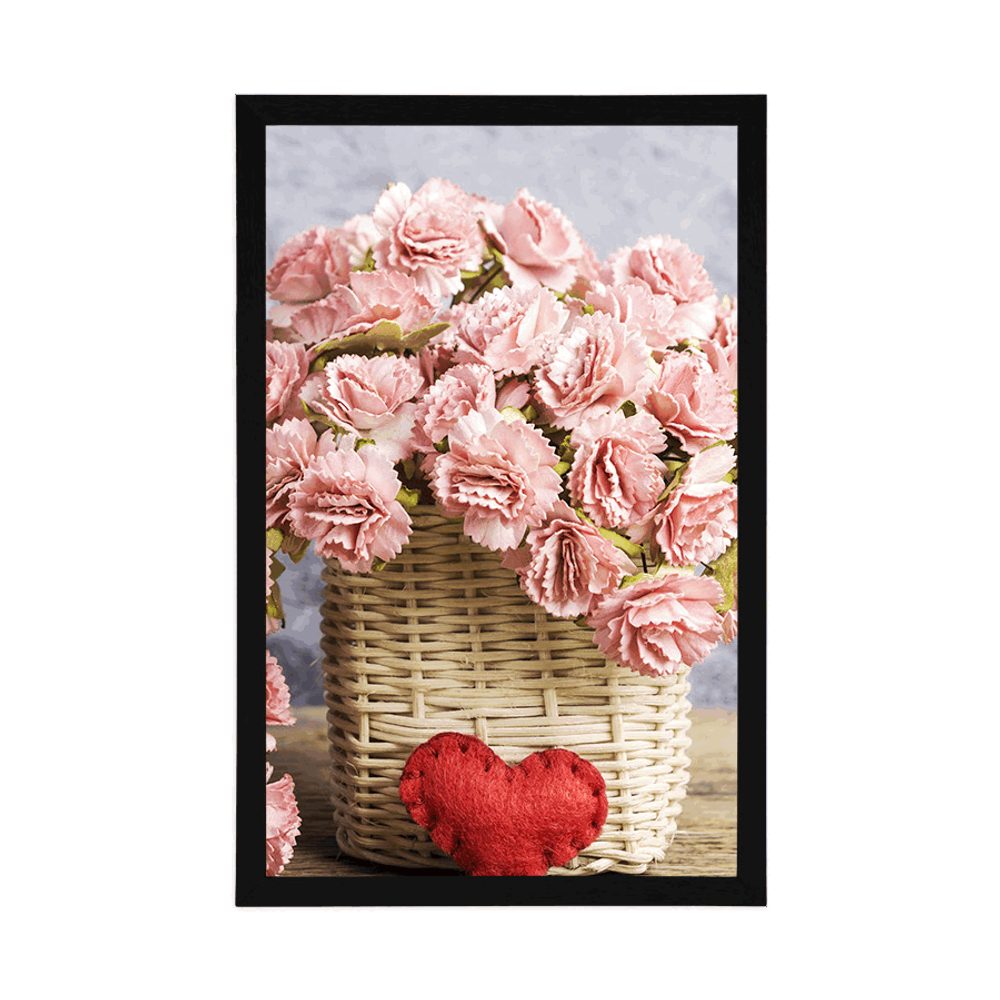 E-shop Plagát kytička ružových karafiátov v košíku