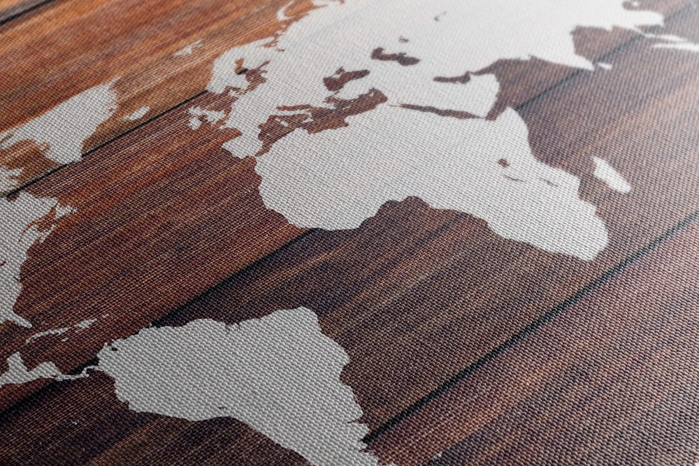 E-shop Obraz mapa sveta s dreveným pozadím