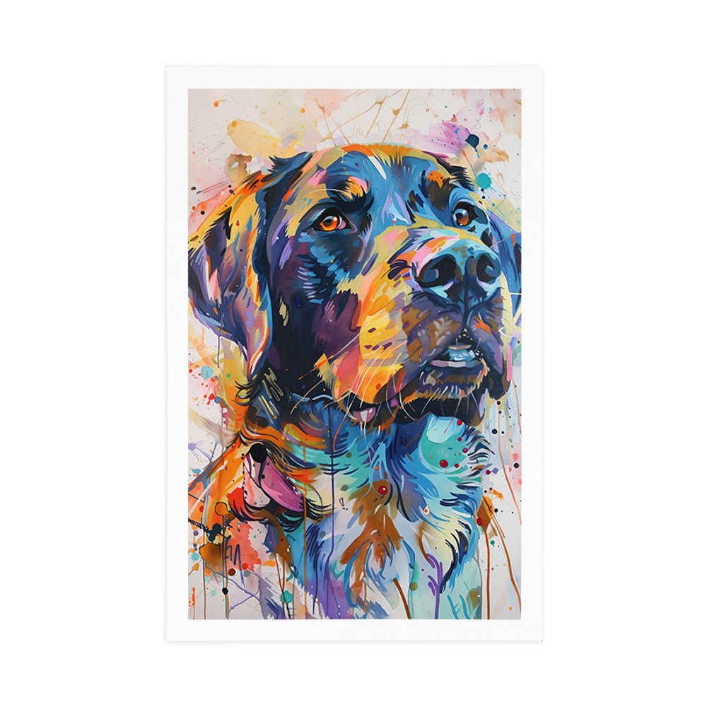 Plagát pes s imitáciou maľby