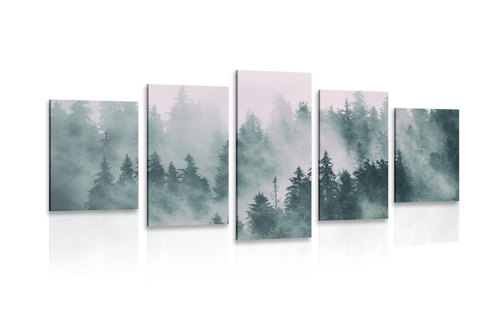 5-dielny obraz hory v hmle