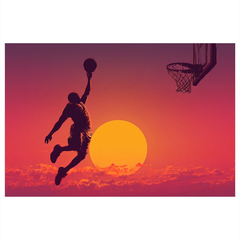 Obraz basketbalista v zlatom západe
