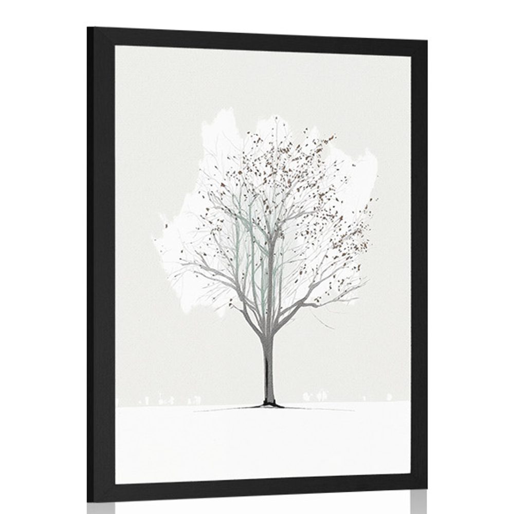 Plakát minimalistický strom v zimě