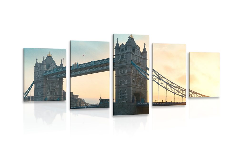 5-dílný obraz Tower Bridge v Londýně