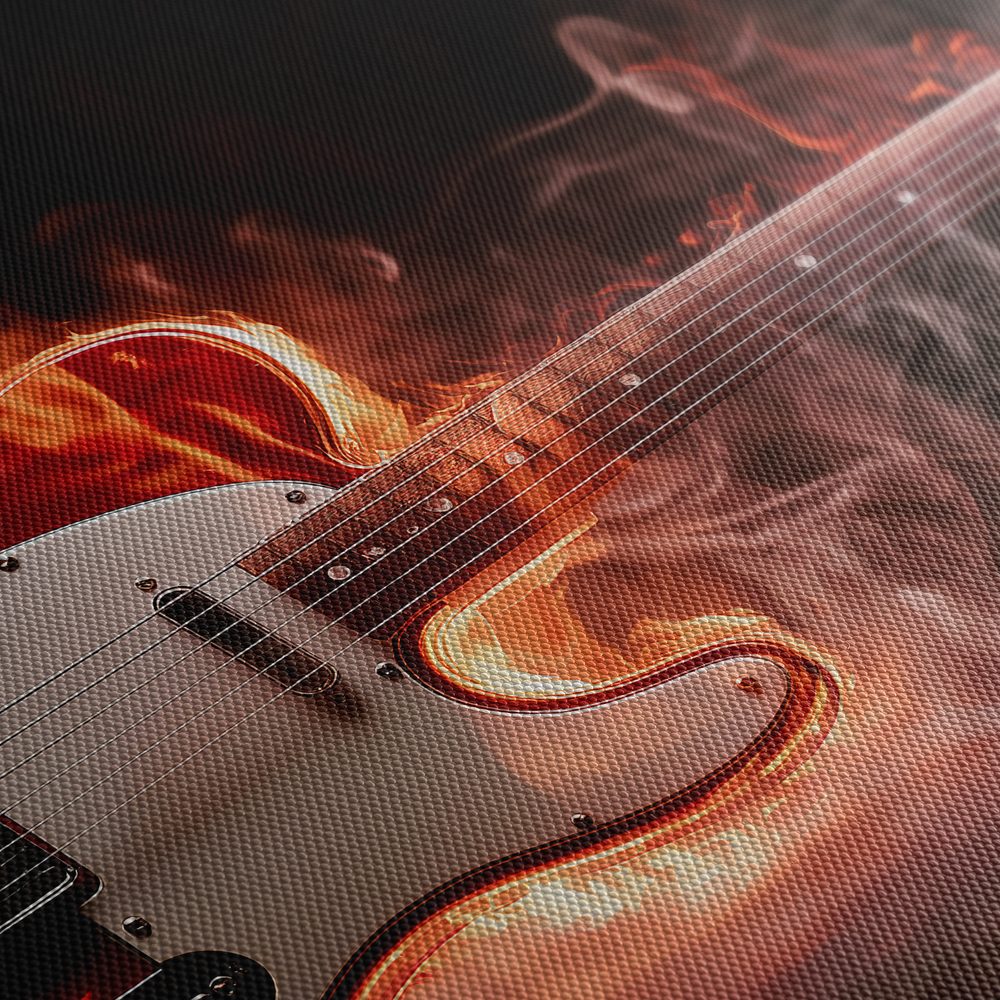 Obraz horiaca gitara v plameňoch