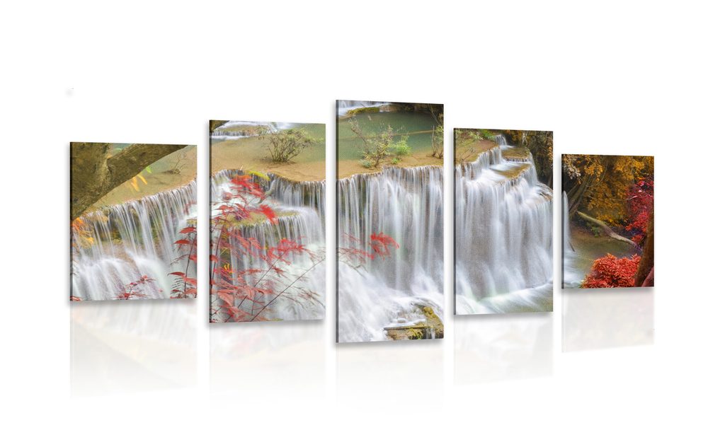 5-dielny obraz lesný vodopád