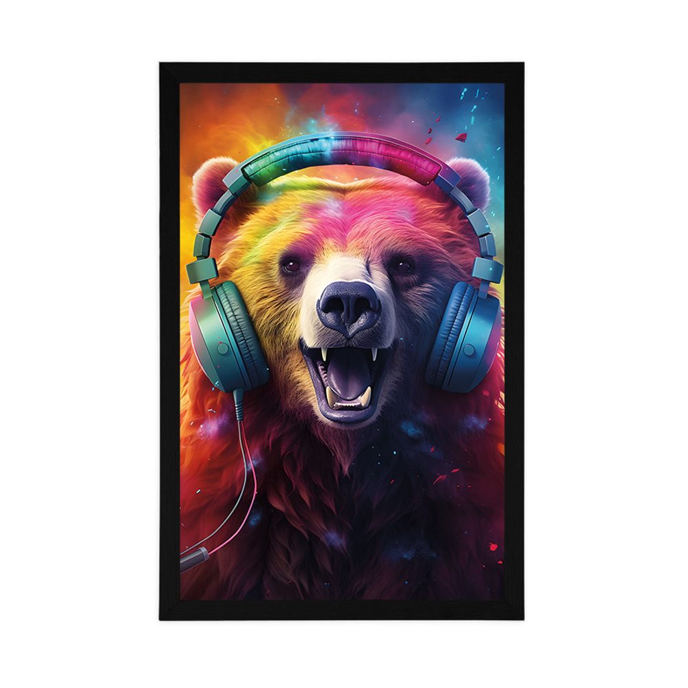 E-shop Plagát medveď so slúchadlami