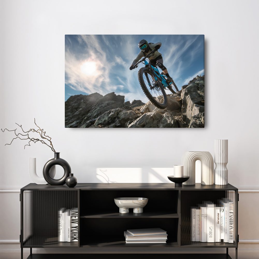 Obraz cyklista na horskej ceste