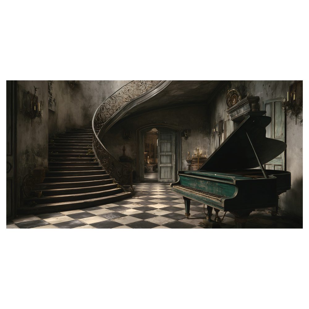 Obraz piano v opustenej vile