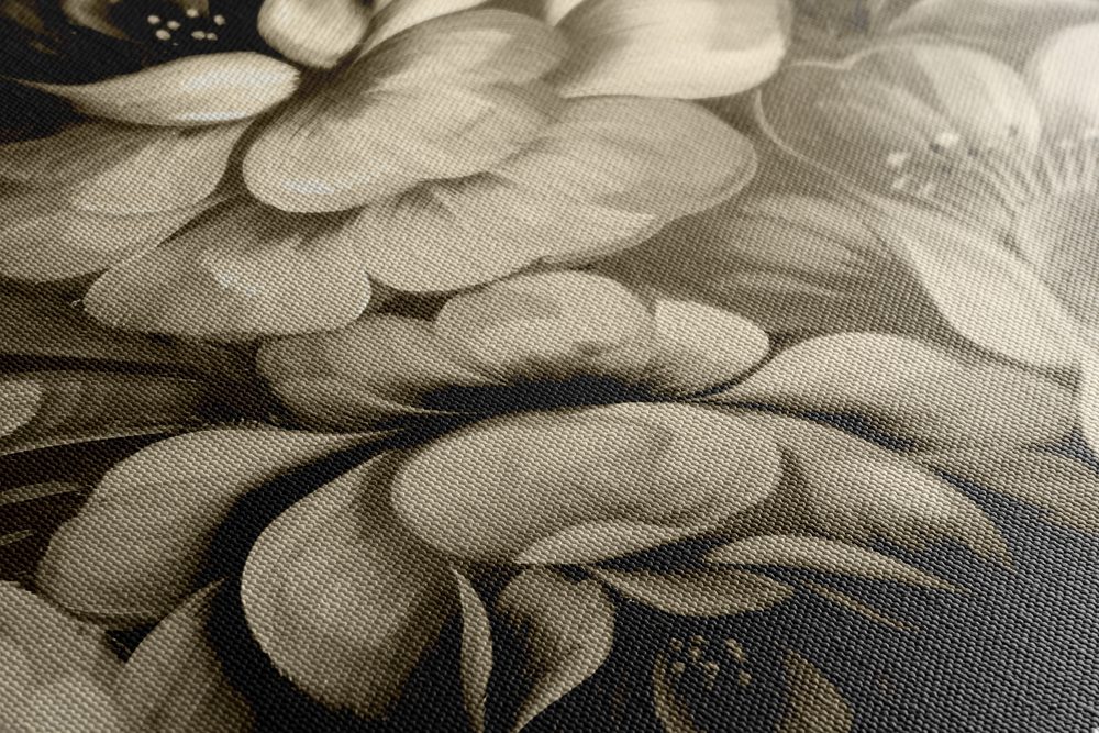 E-shop Obraz impresionistický svet kvetín v sépiovom prevedení