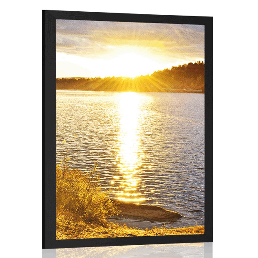 Plakát západ slunce nad jezerem