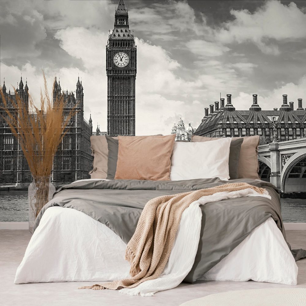 Samolepiaca fototapeta Big Ben v Londýne v čiernobielom
