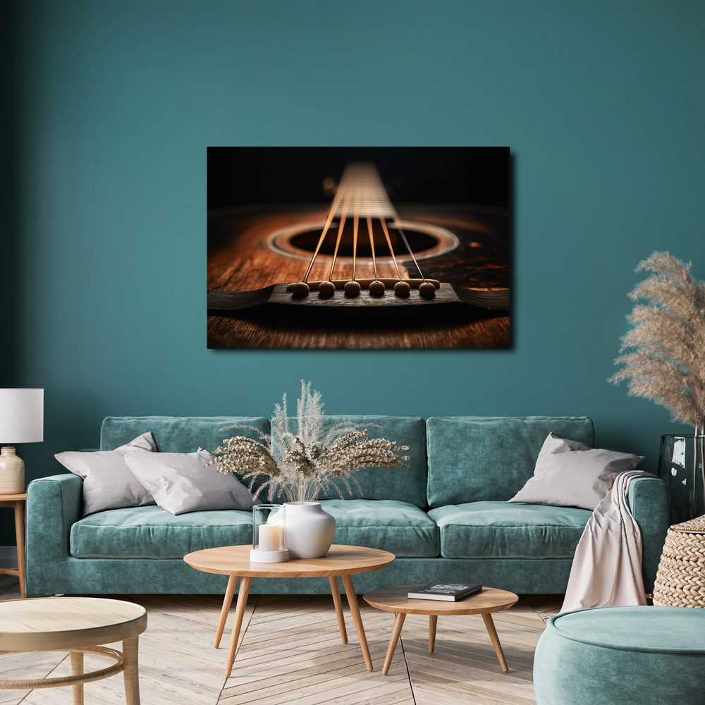Obraz akustická gitara v detaile