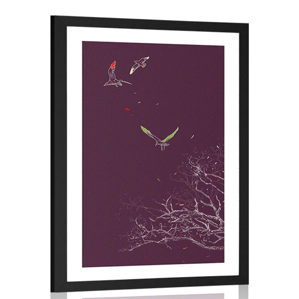 Plakát s paspartou létající ptáky